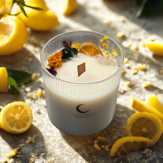 Měsíční rituální svíčka – Meduňka & Květinová magie