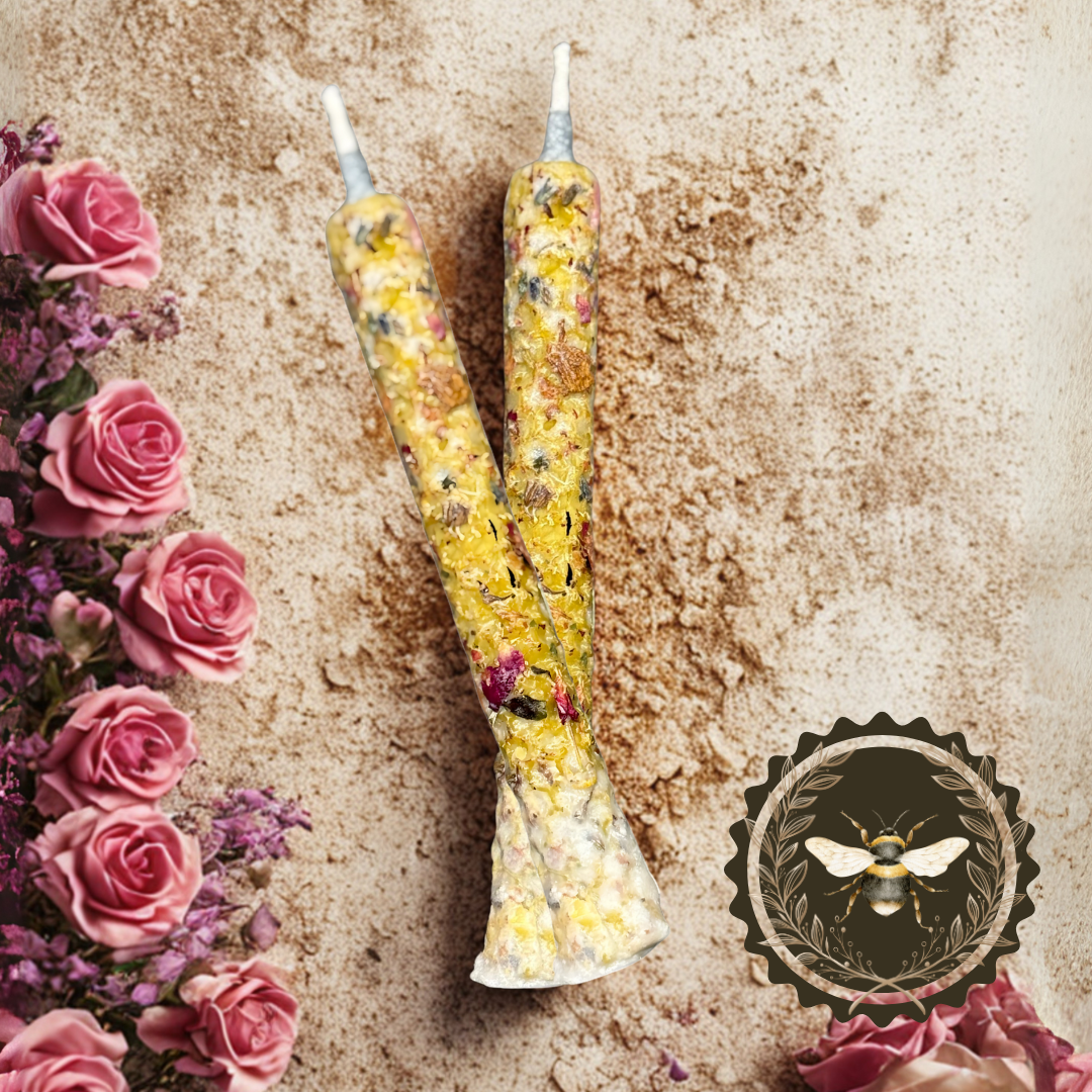 Rituální svíčka s barevným jádrem a včelím voskem 15cm